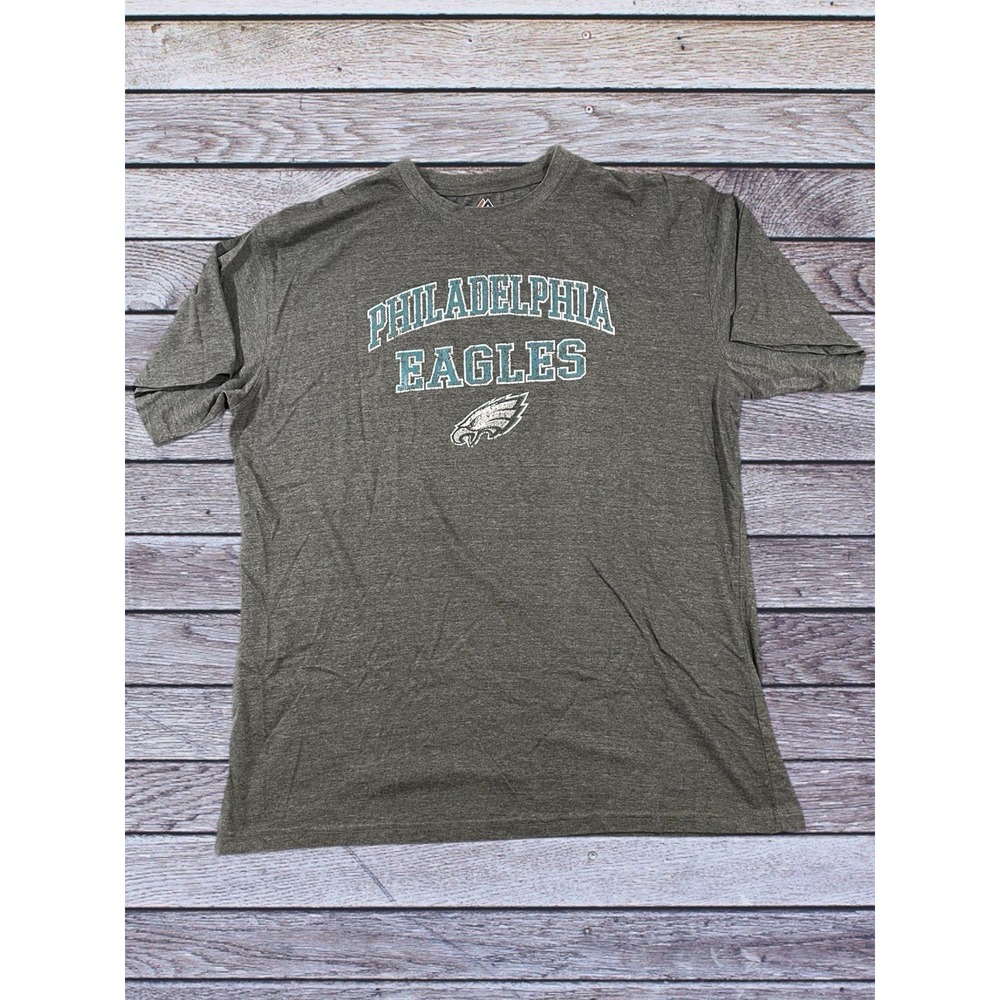 Philadelphia Eagles Mens Shirt XXL Majestic NFL Football Gray Graphic Fan Logo